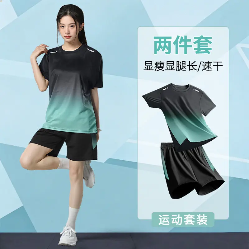 Running Gear Plus Size - Damski letni zestaw do biegania 2-częściowy