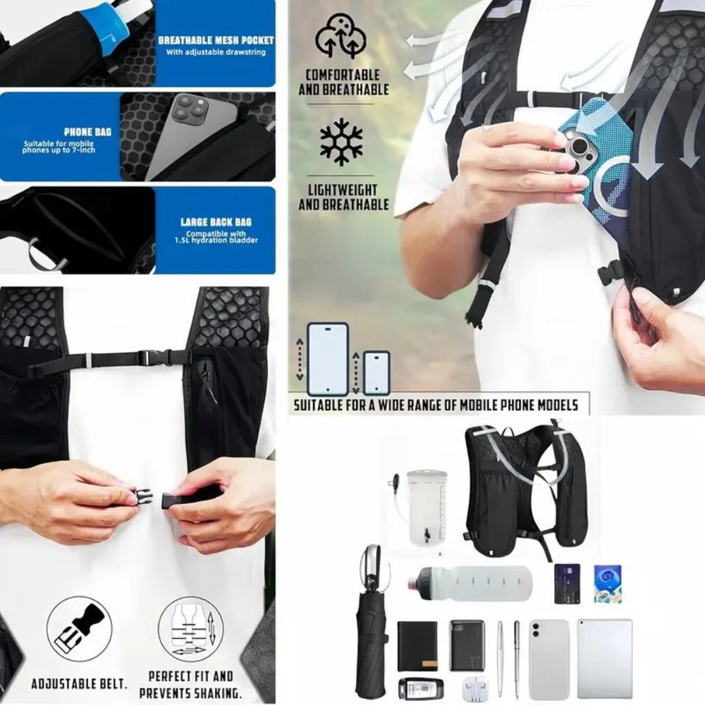Running Hydration Vest - Wodoodporna, odblaskowa kamizelka do biegania, oddychająca,